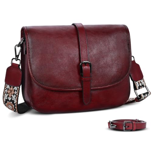 Leather Shoulder Bag Crossbody Purse Hobo Bag Women Satchel Handbags in Wine
