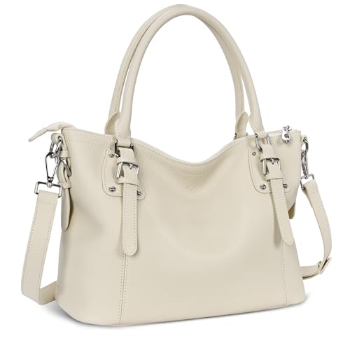 Leather Shoulder Bags Crossbody Bag Hobo Satchel Purse in Beige