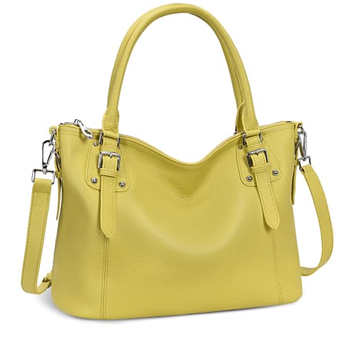 Leather Shoulder Bags Crossbody Bag Tote Satchel Purse in Lemon Yellow