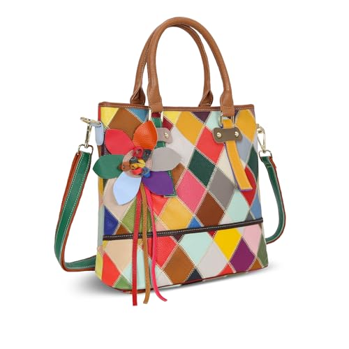 Leather Shoulder Bgs Women Multicolor Tote Handbags Colorful Purses in Colorful-2b4009