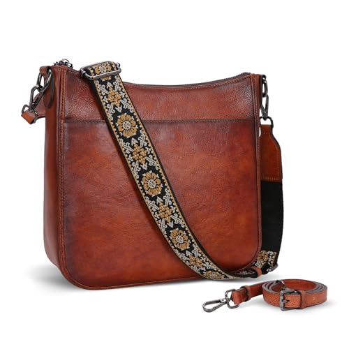 Leather Shoulder Purse and Handbag Hobo Crossbody Bags in Brown