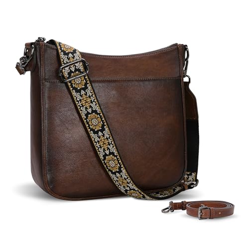 Leather Shoulder Purse and Handbag Hobo Crossbody Bags in Coffee