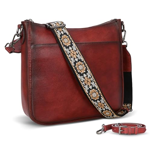 Leather Shoulder Purse and Handbag Hobo Crossbody Bags in Wine