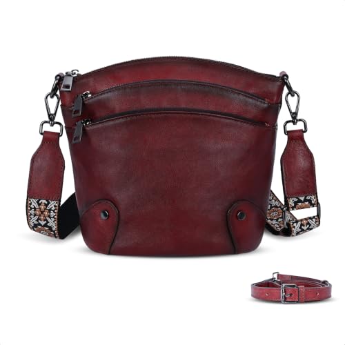 Leather Shoulder Purse and Handbag Hobo Crossbody Bags in Wine