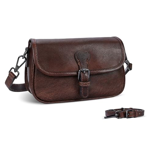Leather Small Crossbody Bags Satchel Purse Shoulder Bag in Coffee