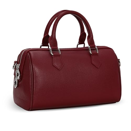 Leather Top Handle Handbags Tote Bag Shoulder Satchel Purse in Wine