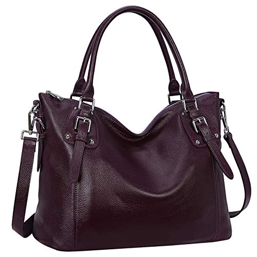 Genuine Leather Top Handle Tote Bag Shoudler Hobo Satchel Purse in Violet