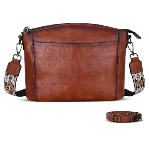 RFID Leather Crossbody Bags Shoulder Hobo Purse Satchel Bag in Brown