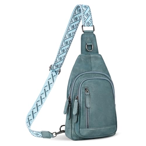 Sling Bag Crossbody Purse Chest Fanny Bags for Travel in Light Blue