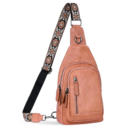 Sling Bag Leather Crossbody Bags Fanny Packs Chest Bags in Pink