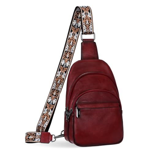 Sling Bags RFID Fanny Packs Chest Bags Travel Daypacks in Wine