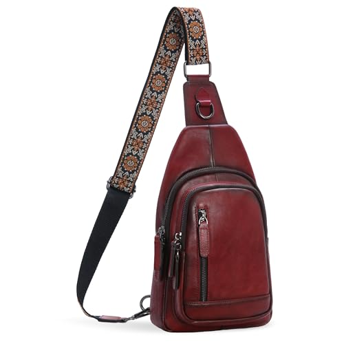 Sling Bags RFID Fanny Packs Chest BagsTravel Daypacks in Wine