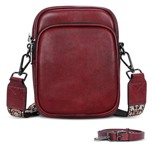 Small Crossbody Bags Cell Phone Bag Shoulder Satchel Purse in Wine