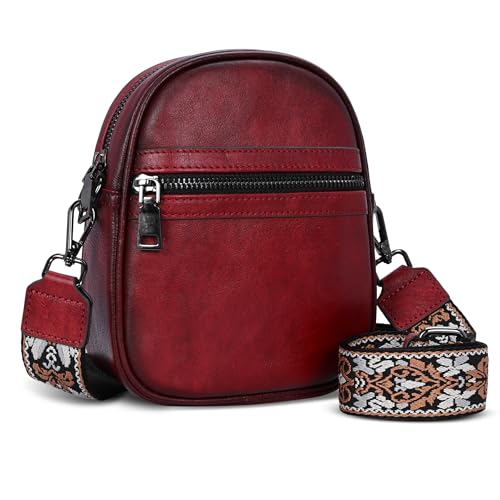 Small Crossbody Bags RFID Cell Phone Anti-Theft Purses in Wine