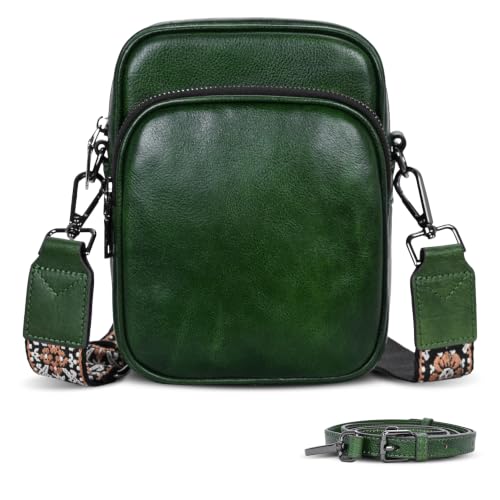 Small Crossbody Bags RFID Cell Phone Purse Leather Wallet in Green