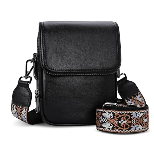 Small Crossbody Bags RFID Shoulder Phone Purse Hobo Bag in Retro Black