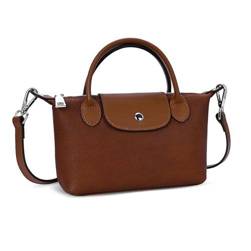 Small Leather Crossbody Bag Mini Tote Shoulder Handbags in Brown