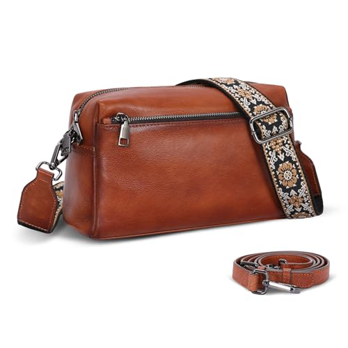 Small Leather Crossbody Bags Hobo Shoulder Handbags in Brown