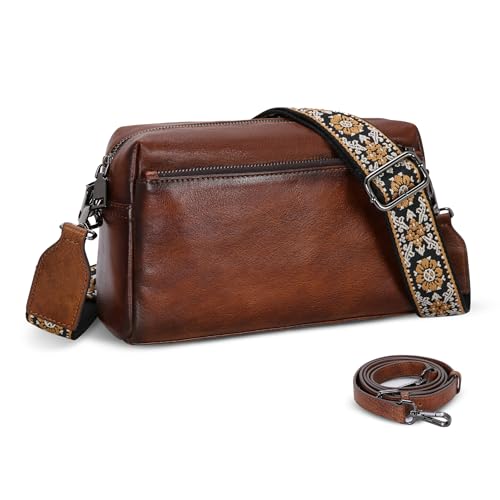 Small Leather Crossbody Bags Hobo Shoulder Handbags in Coffee