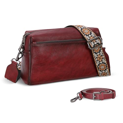Small Leather Crossbody Bags Hobo Shoulder Handbags in Wine